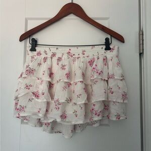 Hollister Pink Floral Tiered Mini Skirt